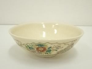 京焼　鳴滝窯造　色絵扇面流し茶碗